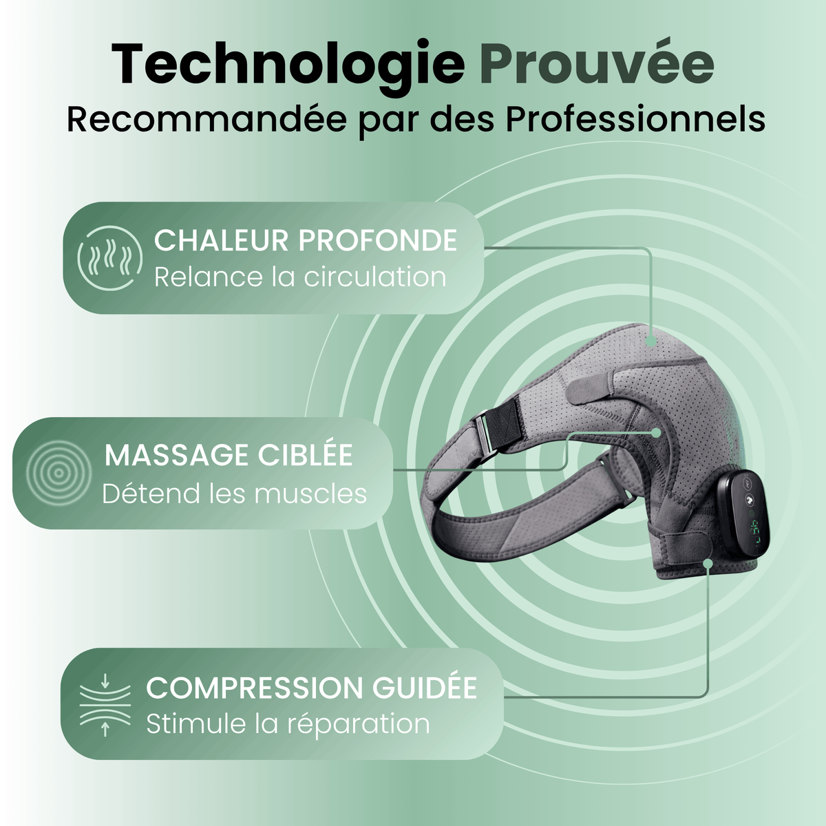 Épaulia™ Attelle Massante Triple-Action