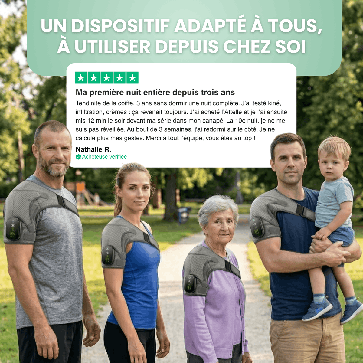 Épaulia™ Attelle Massante Triple-Action
