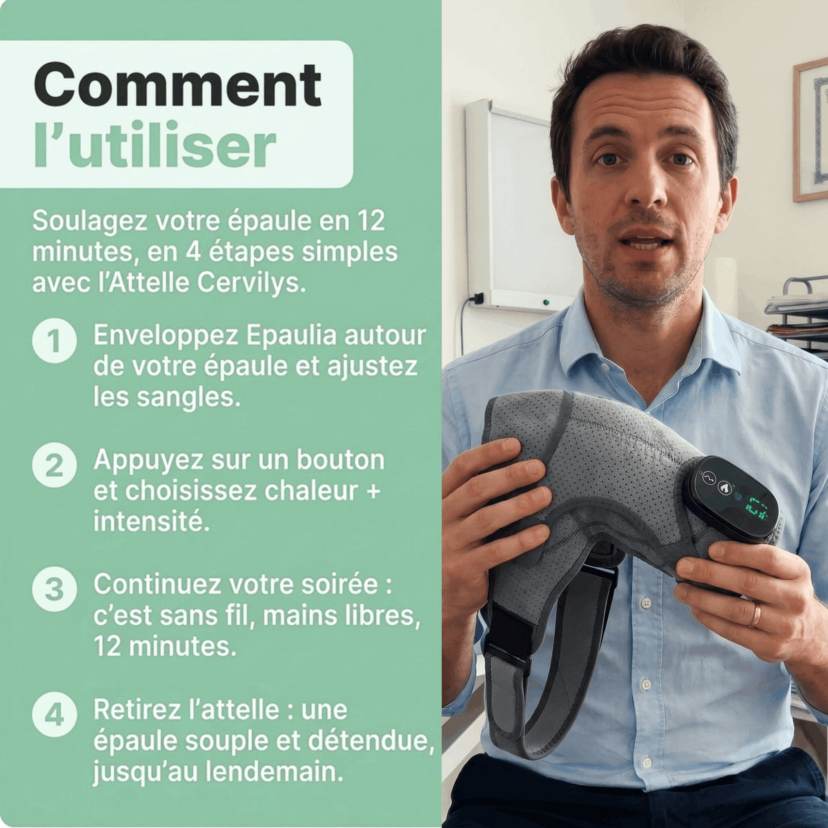 Épaulia™ Attelle Massante Triple-Action
